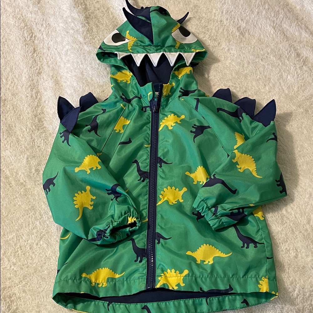 Kids Dinosaur Raincoat - Green and Yellow